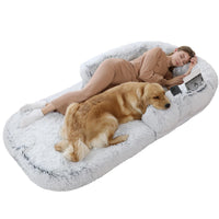 HKM-9365181 Large Foldable Pet Bed, Removable & Washable Kennel, Soft Cloth in Light and Dark Gray - 180x115x25 CM