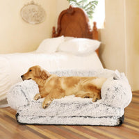 HKM-9365181 Large Foldable Pet Bed, Removable & Washable Kennel, Soft Cloth in Light and Dark Gray - 180x115x25 CM
