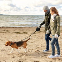 HKM-9366717 Portable 3-in-1 Outdoor Dog Walking Kettle with Hand Holding Rope in Black, Blue, and Red