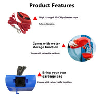 HKM-9366717 Portable 3-in-1 Outdoor Dog Walking Kettle with Hand Holding Rope in Black, Blue, and Red