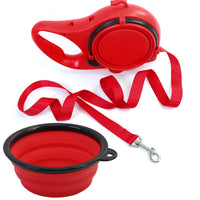 HKM-9366717 Portable 3-in-1 Outdoor Dog Walking Kettle with Hand Holding Rope in Black, Blue, and Red