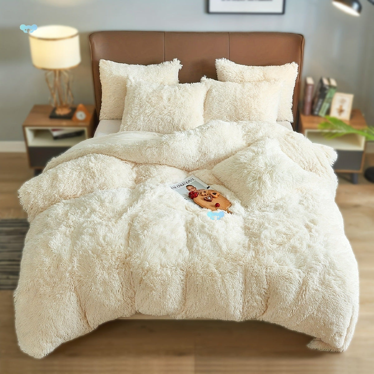 HKM-936723 Ultra Soft Velvet 4PC Duvet Cover Set in Solid Color – 100% Pure Cotton, Modern Design