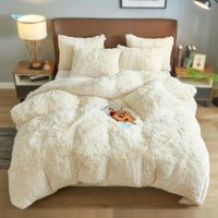 HKM-936723 Ultra Soft Velvet 4PC Duvet Cover Set in Solid Color – 100% Pure Cotton, Modern Design