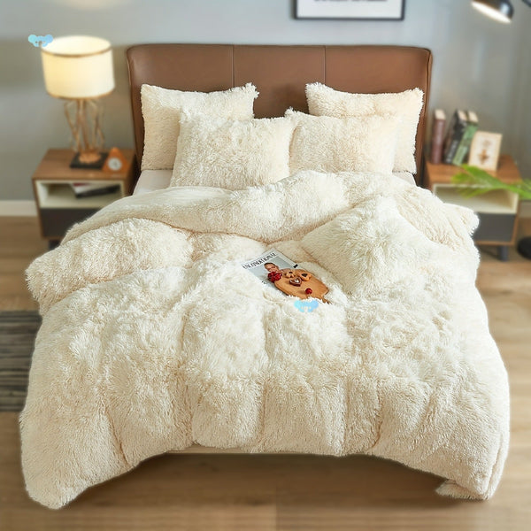 HKM-936723 Ultra Soft Velvet 4PC Duvet Cover Set in Solid Color – 100% Pure Cotton, Modern Design