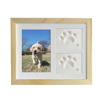 HKM-9368381 Rectangular Solid Wood Three-Frame Photo Holder for Footprints
