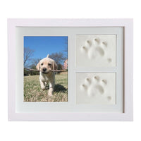 HKM-9368381 Rectangular Solid Wood Three-Frame Photo Holder for Footprints