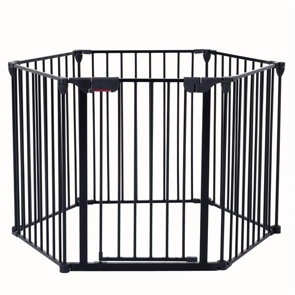 HKM-9368509 150-Inch Adjustable Safety Gate with Walk-Through Door, Ideal for Staircases and Play Areas