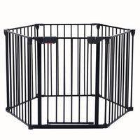 HKM-9368509 150-Inch Adjustable Safety Gate with Walk-Through Door, Ideal for Staircases and Play Areas