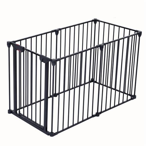 HKM-9368509 150-Inch Adjustable Safety Gate with Walk-Through Door, Ideal for Staircases and Play Areas