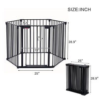 HKM-9368509 150-Inch Adjustable Safety Gate with Walk-Through Door, Ideal for Staircases and Play Areas