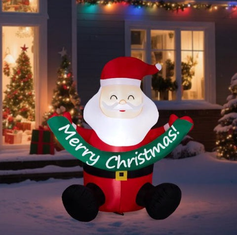 HKM-936851 Jolly Santa 5.8FT Inflatable Yard Decoration with LED Lights for Christmas Celebrations