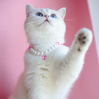 HKM-9369533 Cat Beads Love Necklace - Colorful ABS Beads for Pets, Adjustable Sizes Available