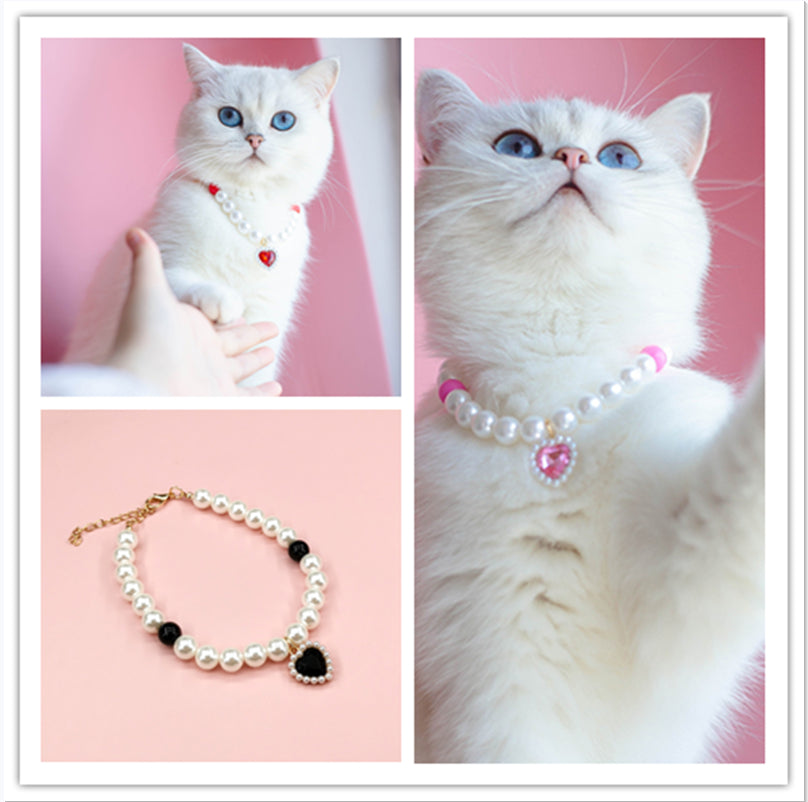 HKM-9369533 Cat Beads Love Necklace - Colorful ABS Beads for Pets, Adjustable Sizes Available
