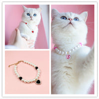 HKM-9369533 Cat Beads Love Necklace - Colorful ABS Beads for Pets, Adjustable Sizes Available
