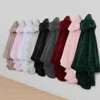 HKM-936979 Thickened Hooded Cloak Bathrobe for Home and Hotel Use in Pink, Dark Gray, or Black