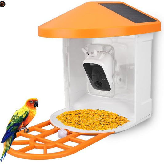 HKM-9370685 Solar-Powered Smart Pet Feeder with HD Camera and Night Vision, Compatible with Bird Recognition and Remote Monitoring