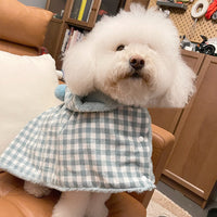 HKM-9371069 Cozy Cotton Pet Blanket for Cats ¨C Green or Gray Checkered Cape, Sizes S/M/L