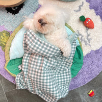 HKM-9371069 Cozy Cotton Pet Blanket for Cats ¨C Green or Gray Checkered Cape, Sizes S/M/L