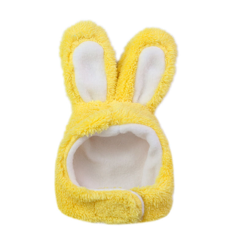 HKM-9371709 Monochrome Cat Bunny Hat for Small to Medium Dogs - Soft Cashmere Fabric