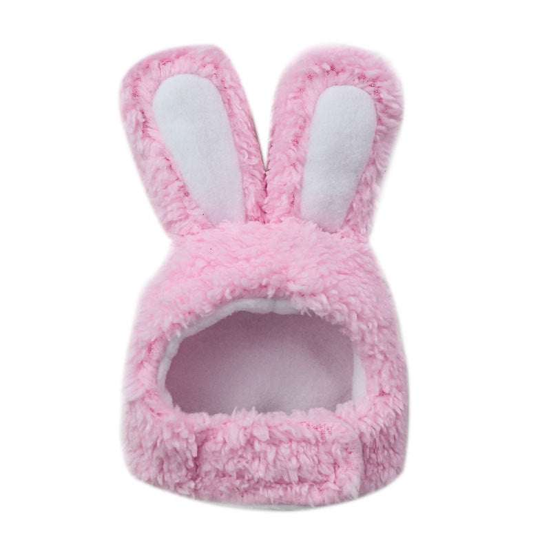 HKM-9371709 Monochrome Cat Bunny Hat for Small to Medium Dogs - Soft Cashmere Fabric