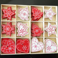 HKM-937171 Wooden Christmas Ornaments DIY Gift Pendants - 5cm Cute Cartoon Design