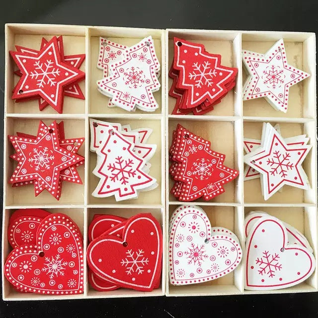 HKM-937171 Wooden Christmas Ornaments DIY Gift Pendants - 5cm Cute Cartoon Design