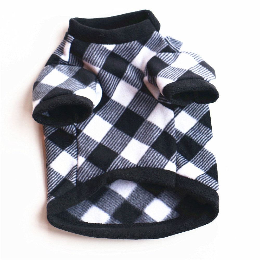 HKM-9371965 Cozy Black and White Polar Fleece Pet Jacket for Fall/Winter