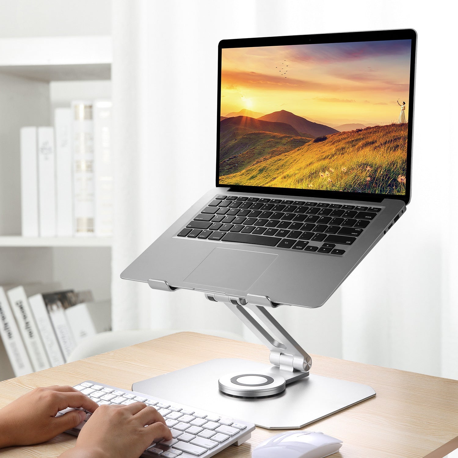 HKM-937235 360 Degree Rotating Aluminum Desktop Laptop Stand for 11-17.3 Inch Devices