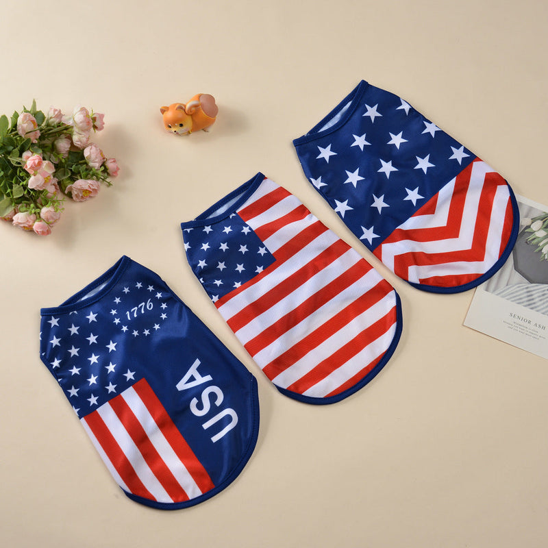 HKM-9372477 Independence Day Thin Breathable Pet Vest in Various Prints and Sizes