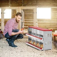 HKM-9372861 8 Compartment Steel and Plastic Chicken Nesting Box for Secure Poultry Laying
