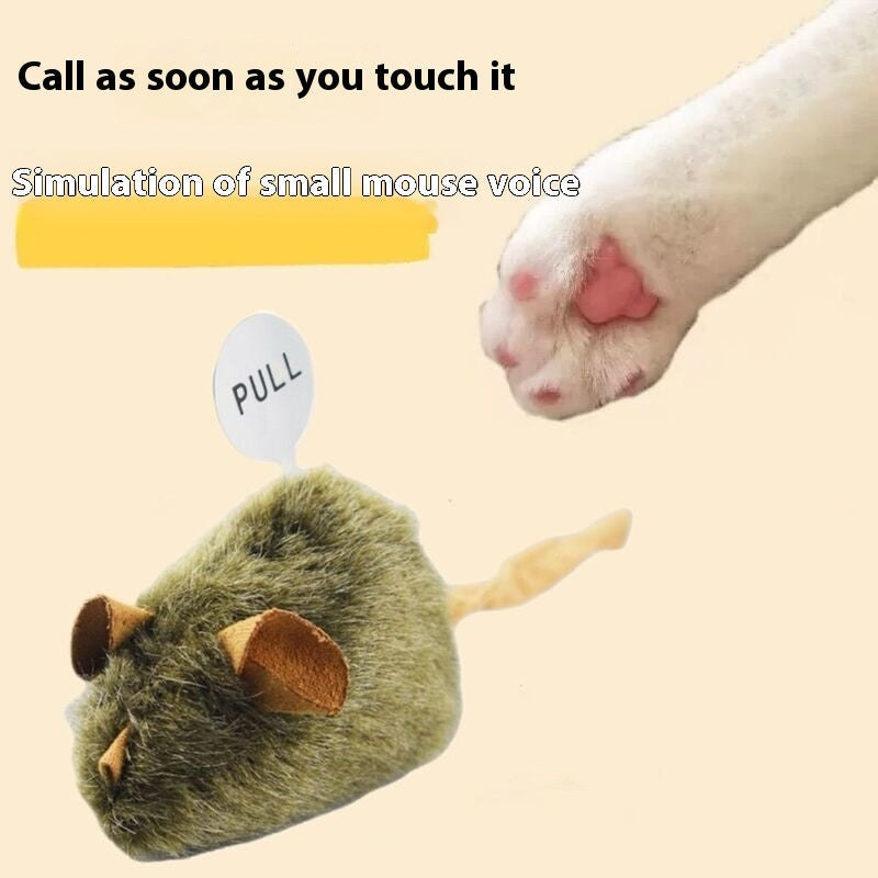 HKM-9374269 Plush Interactive Little Mouse with Sound for Cats - Engaging Pet Toy