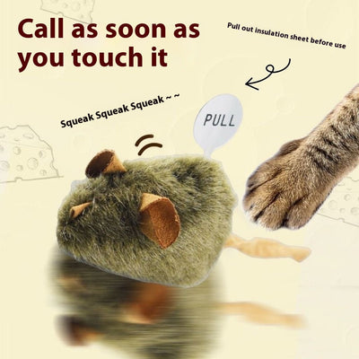 HKM-9374269 Plush Interactive Little Mouse with Sound for Cats - Engaging Pet Toy