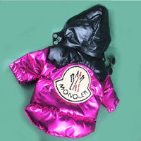 HKM-9375037 Stylish Casual Down Jacket for Pets with Star Patent Fur Collar in Black and Pink