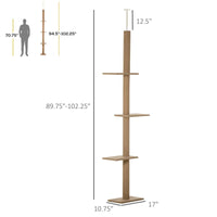 HKM-9375933 Adjustable Floor-to-Ceiling Cat Climbing Tower with Scratching Posts and Platforms in Brown