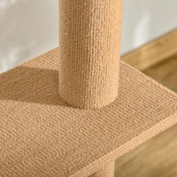 HKM-9375933 Adjustable Floor-to-Ceiling Cat Climbing Tower with Scratching Posts and Platforms in Brown
