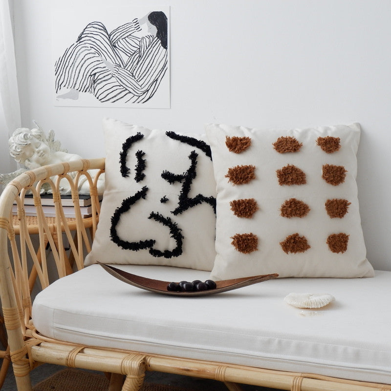 HKM-937619 Modern Geometric Pattern Tufted Cushion Bag for Living Room - 45x45cm