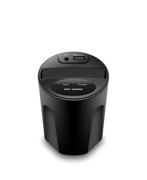 HKM-937619 Wireless Car Cup Charger Compatible with Qi Standard Phones - 5W/7.5W/10W Power Output