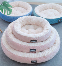 HKM-9376701 Plush Round Dog Nest - Thickened Velvet Cushion for Medium and Large Dogs in Multiple Colors