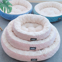 HKM-9376701 Plush Round Dog Nest - Thickened Velvet Cushion for Medium and Large Dogs in Multiple Colors