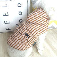 HKM-9377085 Stylish Cotton Outfits for Medium Dogs - Striped Design in Green, Coffee, and Blue