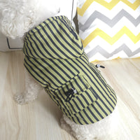 HKM-9377085 Stylish Cotton Outfits for Medium Dogs - Striped Design in Green, Coffee, and Blue