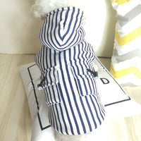 HKM-9377085 Stylish Cotton Outfits for Medium Dogs - Striped Design in Green, Coffee, and Blue