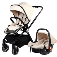 HKM-937747 Compact 2-in-1 Baby Pram with 360-Degree Functionality and Folding Design, Equipped with Five-Point Safety Belt