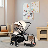 HKM-937747 Compact 2-in-1 Baby Pram with 360-Degree Functionality and Folding Design, Equipped with Five-Point Safety Belt