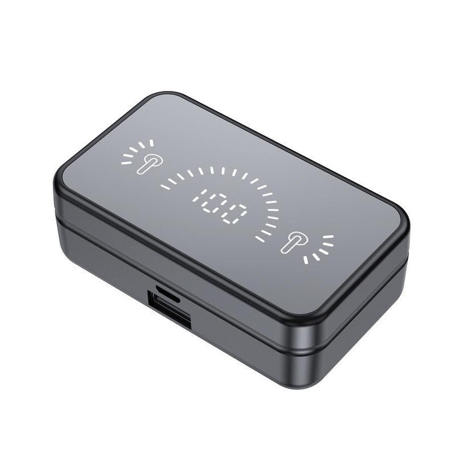 HKM-937747 Mirror Series Wireless Digital Display TWS Bluetooth Headset - Stereo, Dual-Call, Voice Control, 10m Range