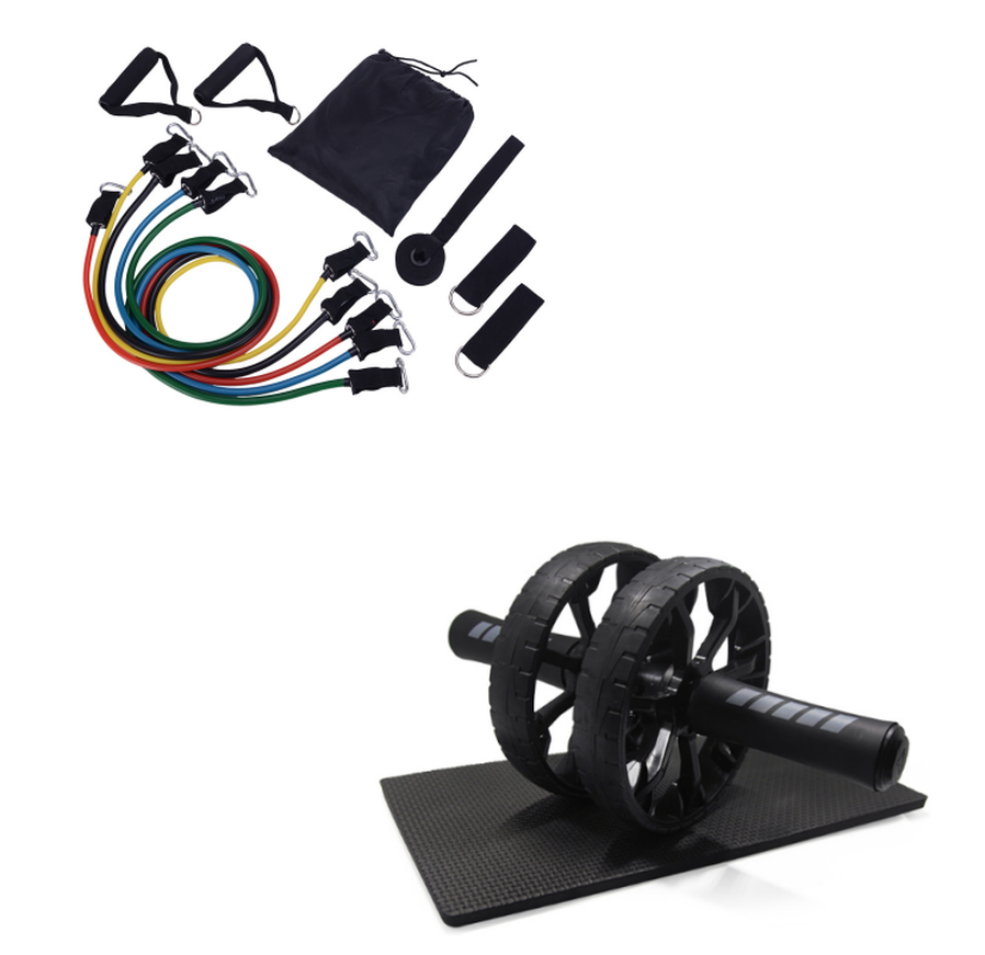 HKM-937747 Noiseless Slimming Ab Roller Wheel with Exercise Mat for Effective Core Training