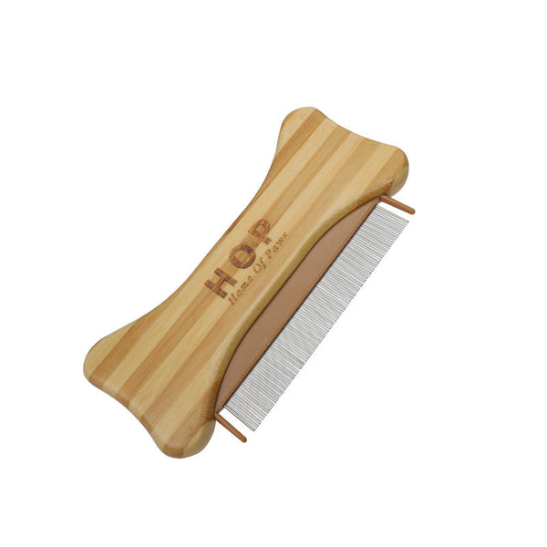 HKM-9378237 Double-Sided Bamboo Dog Comb with Flea Removal Features