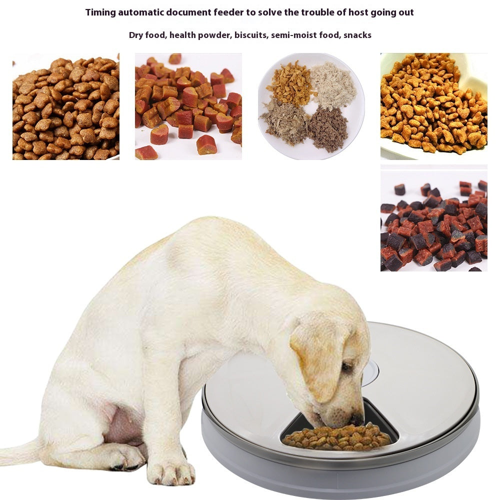 HKM-9378493 Automatic Pet Feeder with Intelligent Timing for Dogs and Cats - White Plastic Design