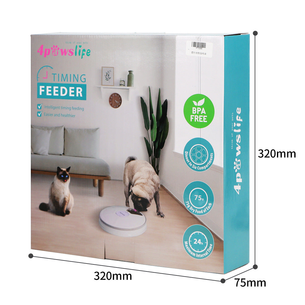 HKM-9378493 Automatic Pet Feeder with Intelligent Timing for Dogs and Cats - White Plastic Design