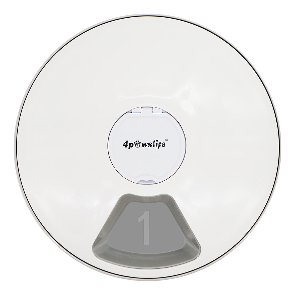 HKM-9378493 Automatic Pet Feeder with Intelligent Timing for Dogs and Cats - White Plastic Design